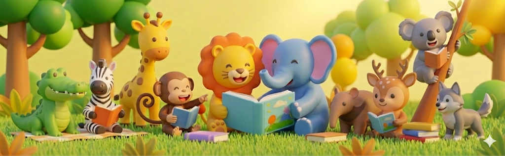 Little Lion and friends reading together
